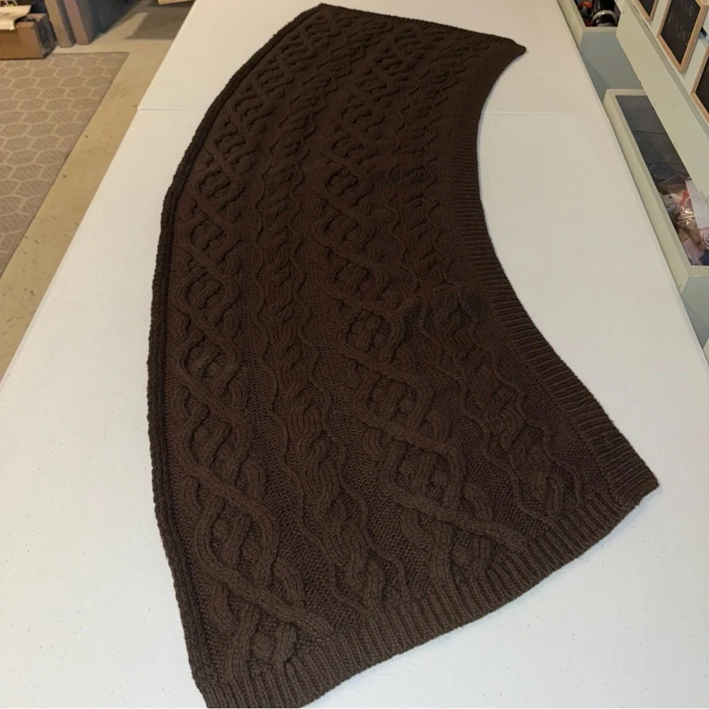 Ann Taylor Loft Brown Cable Knit Lambswool Blend Shrug‎ Bolero Wrap One Size